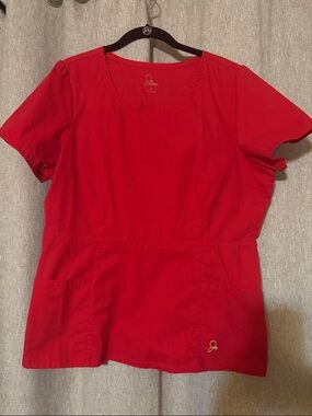 🔥Jaanuu Women's crimson Red peplum Scrub Top